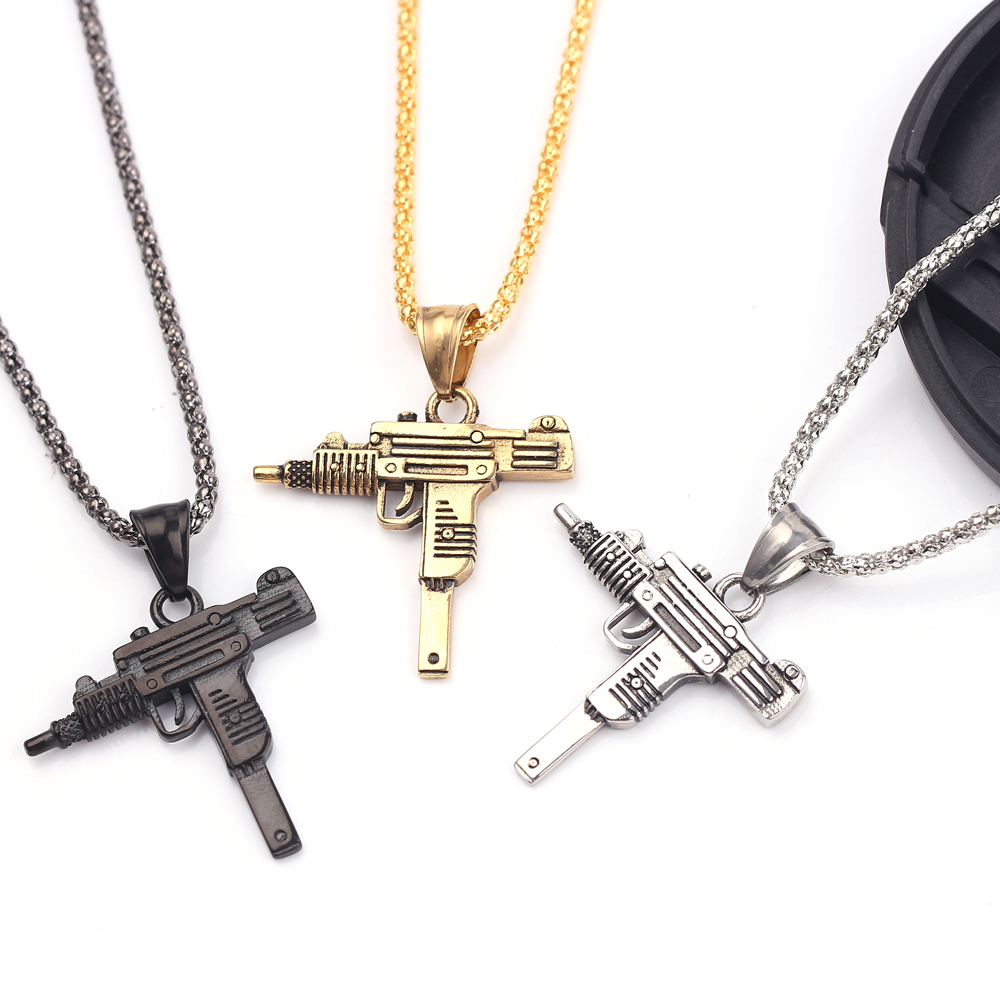 Men'S Accessories Fashion - Punk Uzi Pistolen-Maschinengewehr Halskette Anhänger -