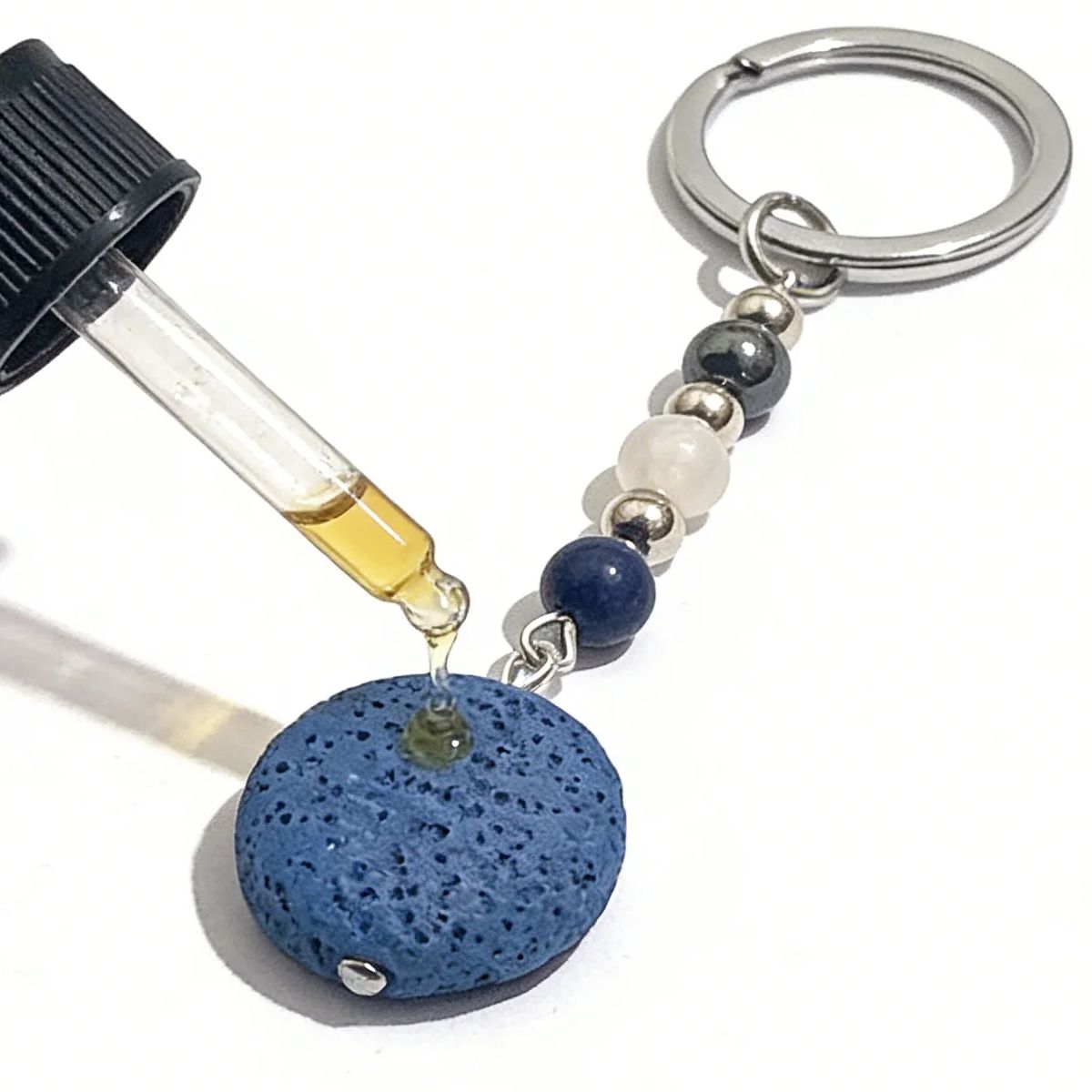 Men'S Accessories Essentials - 10 Stück Chakra-Perlen, runde Lavastein-Schlüsselanhänger, DIY-Parfüm-Diffusor-Anhänger,