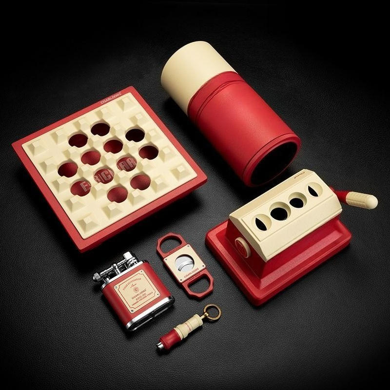 Cigar Cutter Set - Zigarren-Set, Zigarrenenschneider, Rauchbohrer, Feuerzeug, Aschenbecher, Zigarrenhalter,