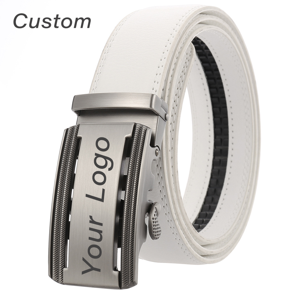 Men Accessories Logo - Personalisierter Herren-Gürtel aus weißem Leder, geschäftlich,