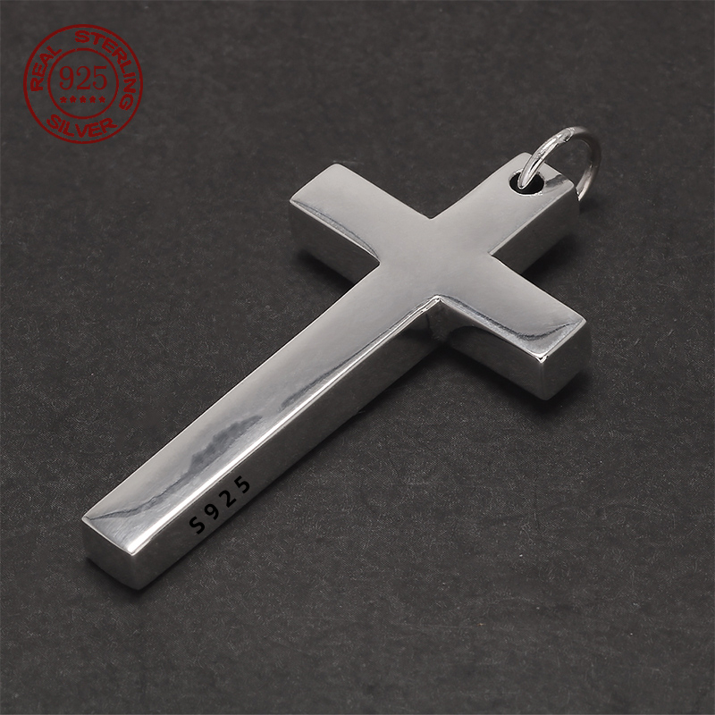 Men'S Minimalist Accessories - Echter massiver 925er Silber-Kreuz-Anhänger für Männer